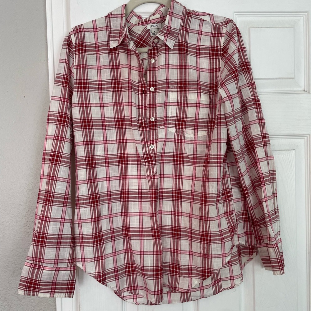 J.Crew Red Plaid Button-Up Shirt